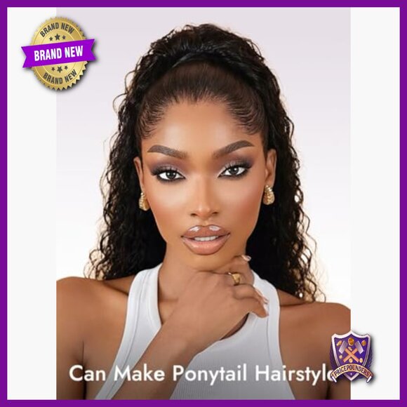 16 Inch Human Hair Deep Wave Wig 360 Lace Front Glueless Drawstring main image 4